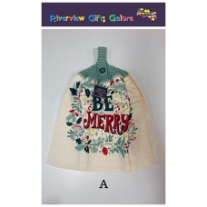 Crochet Top Hand Towel / Tea Towel - Be Merry